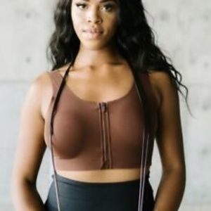 Zyia Coffee Front Zipper Access Bra